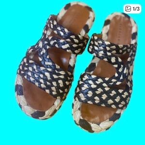 Robert Clergerie Rafia Braided Slide Sandals 40.5